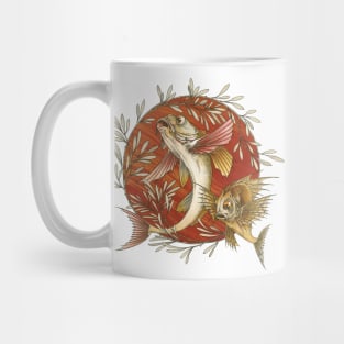 Vintage Japanese Flying Fish with Bamboo Leaves Mug